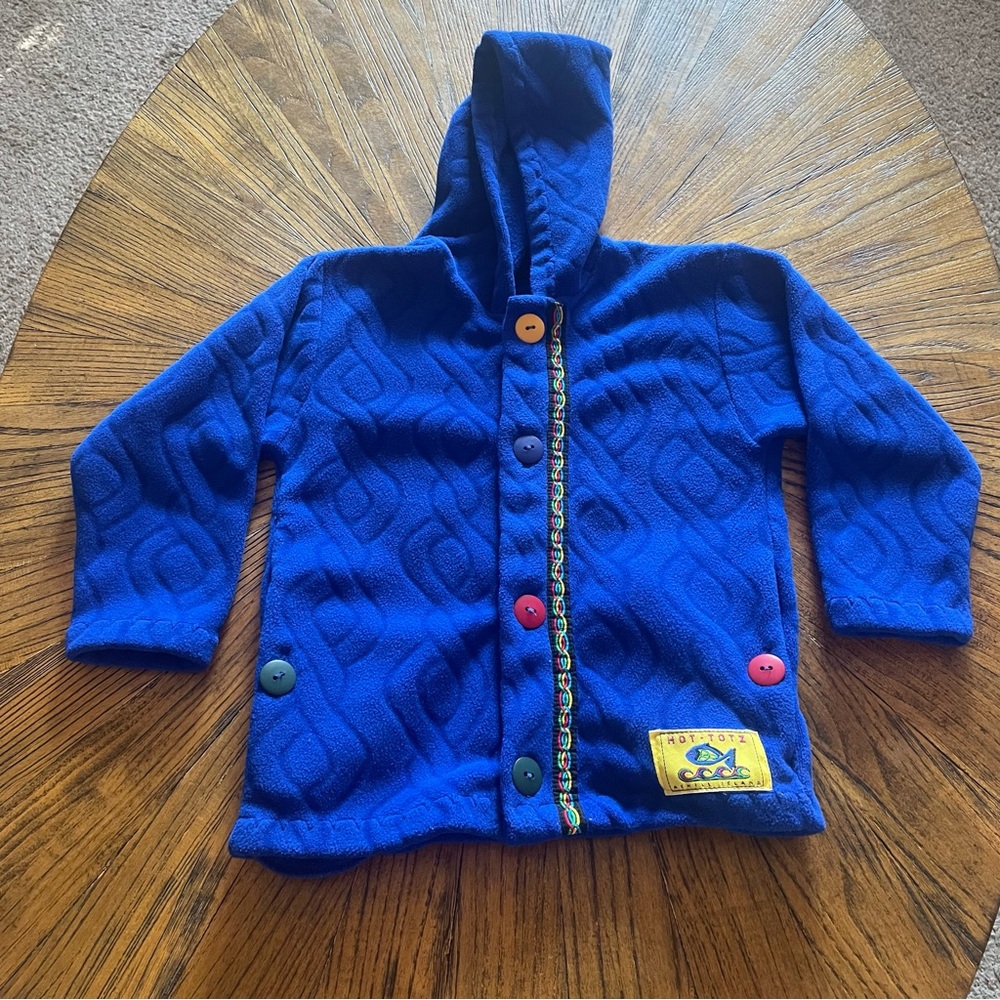 Hot-Totz Blue Hooded Handmade Fleece Jacket From Achill Island, Ireland